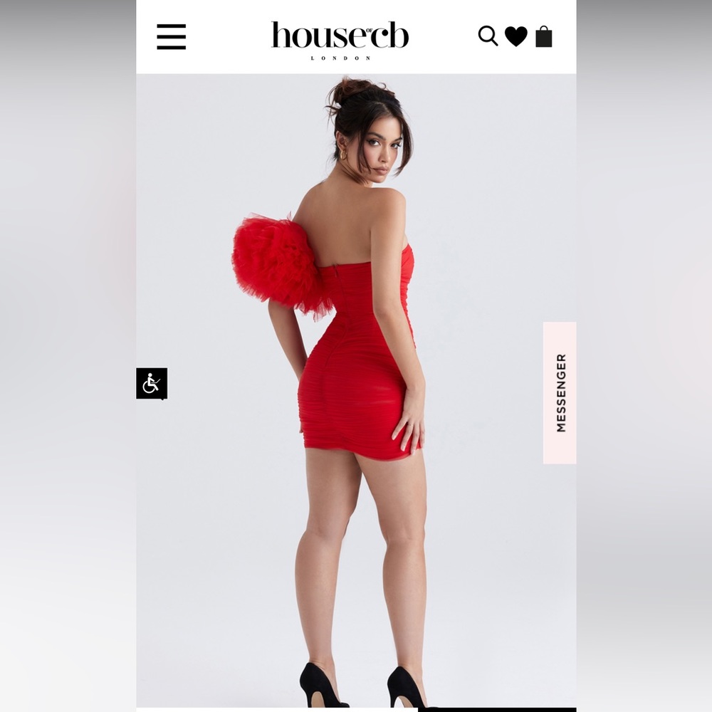 NOELLE SCARLET RUFFLE SLEEVE DRESS, HOUSE OF CB, SIZE S